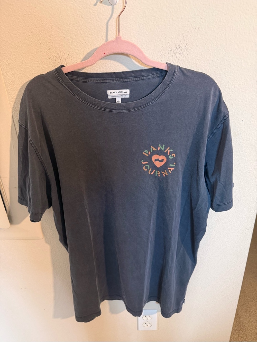Banks Journal Graphic T Shirt Men’s Large Washed Black Organic Cotton